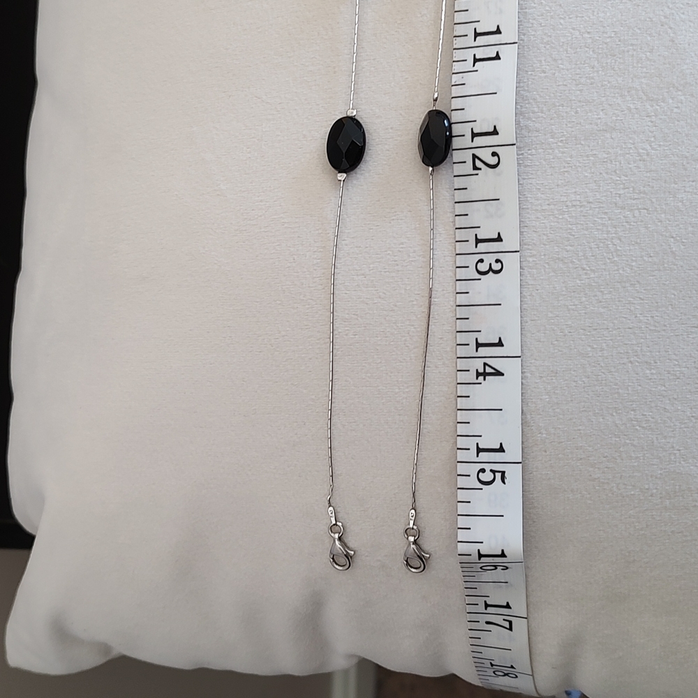 💎 GENUINE Faceted BLACK ONYX & Sterling Silver Necklace - 2 necklaces 💎 - Picture 2 of 7